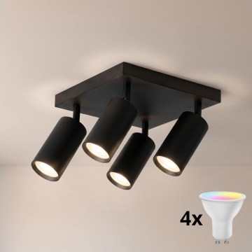 Brilagi - LED RGBW spot svjetlo SELE SQUARE s mogućnošću prigušivanja 4xGU10/6,5W/230V 2700-6500K crno