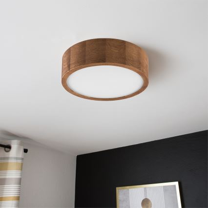 Brilagi - LED RGBW stropna svjetiljka CARVALHO, prigušiva, 1xE27/15W/230V, 2700-6500K, Wi-Fi, hrast, promjer 27,5 cm