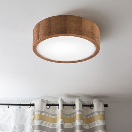 Brilagi - LED RGBW stropna svjetiljka CARVALHO, prigušiva, 1xE27/15W/230V, 2700-6500K, Wi-Fi, hrast, promjer 27,5 cm