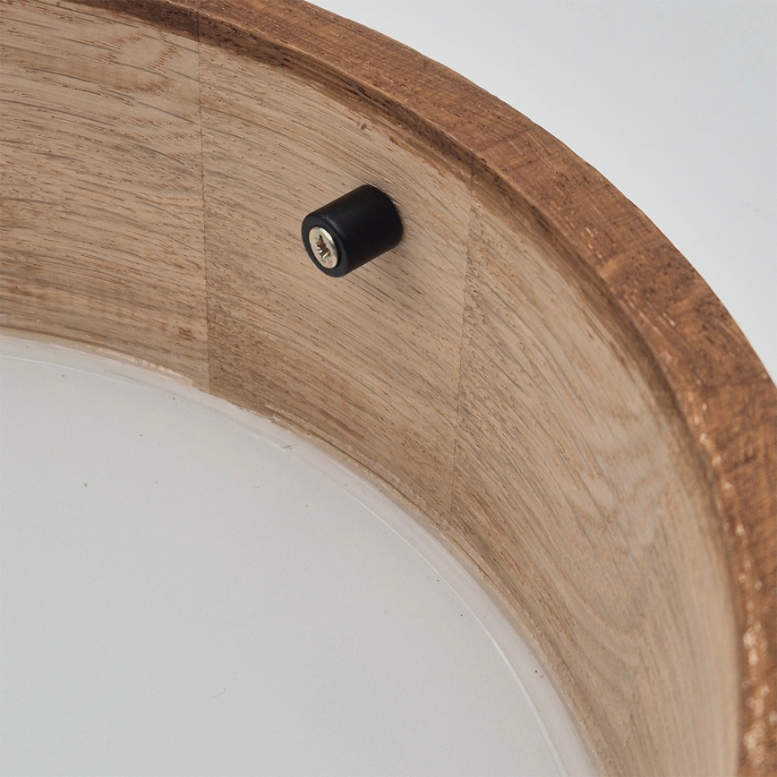 Brilagi - LED RGBW stropna svjetiljka CARVALHO, prigušiva, 1xE27/15W/230V, 2700-6500K, Wi-Fi, hrast, promjer 27,5 cm