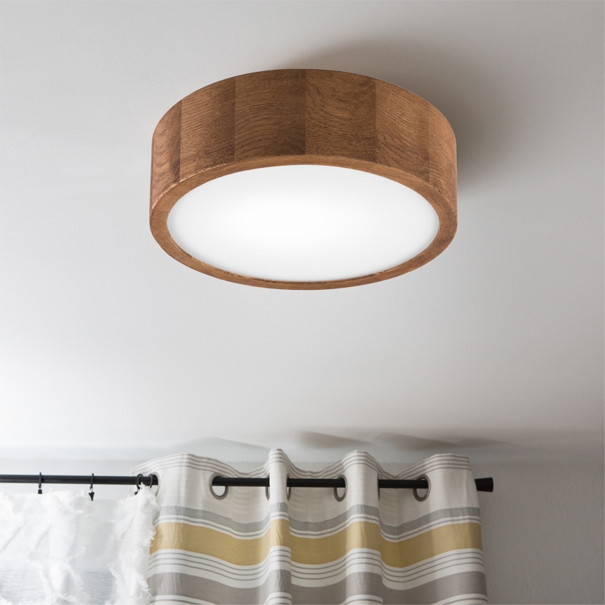 Brilagi - LED RGBW stropna svjetiljka CARVALHO, prigušiva, 1xE27/9W/230V, 2700-6500K, Wi-Fi, hrast, promjer 27,5 cm