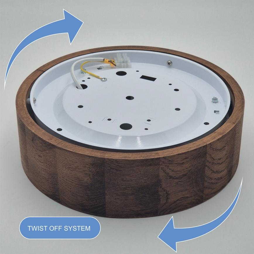 Brilagi - LED RGBW stropna svjetiljka CARVALHO, prigušiva, 1xE27/9W/230V, 2700-6500K, Wi-Fi, hrast, promjer 27,5 cm
