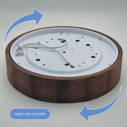 Brilagi - LED RGBW stropna svjetiljka s mogućnošću prigušivanja CARVALHO 2xE27/15W/230V 2700-6500K Wi-Fi hrast pr. 37,5 cm