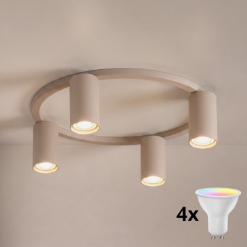 Brilagi - LED RGBW stropna svjetiljka SELE s prigušivanjem 4xGU10/6,5W/230V 2700-6500K bež