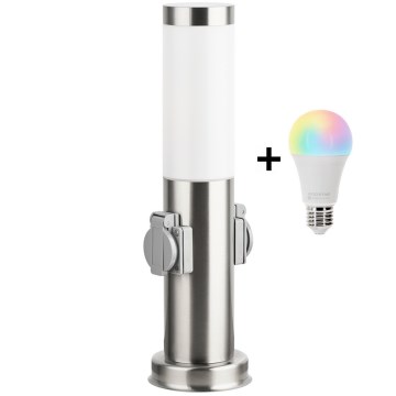 Brilagi - LED RGBW vanjska svjetiljka s mogućnošću prigušivanja s 2 utičnicama 1xE27/15W/230V 2700-6500K IP44 40 cm matni krom