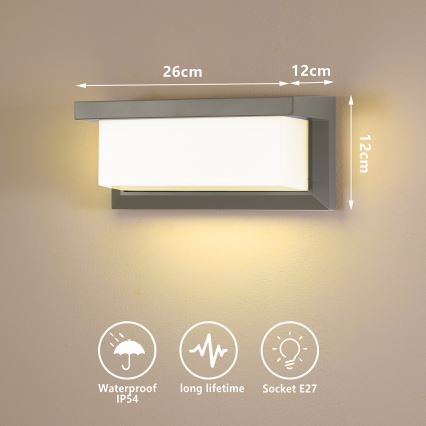 Brilagi - LED RGBW vanjska zidna svjetiljka s mogućnošću prigušivanja BRICKY 1xE27/15W/230V 2700-6500K IP54 siva