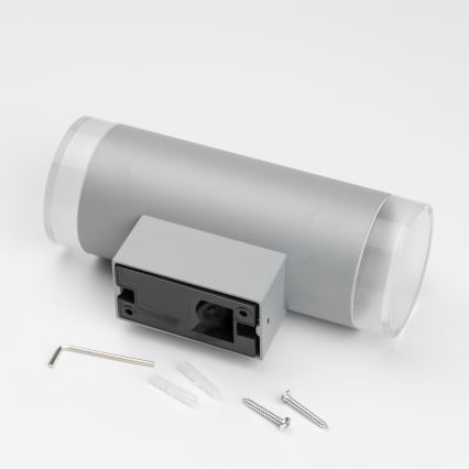 Brilagi - LED RGBW s mogućnošću prigušivanja vanjska zidna svjetiljka MATERA 2xGU10/6W/230V 3000K IP54 siva + daljinski upravljač