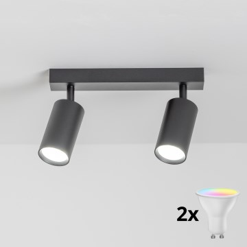 Brilagi - LED RGBW zatemnjivo točkasto svjetlo SELE 2xGU10/4,8W/230V 3000K crno + daljinski upravljač