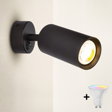 Brilagi - LED RGBW zidna spot svjetiljka SELE s mogućnošću prigušivanja 1xGU10/4,8W/230V 3000K crna + daljinski upravljač