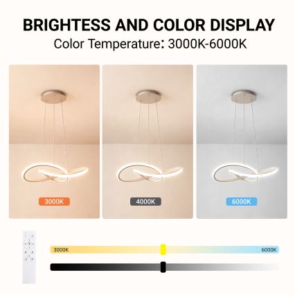 Brilagi - LED luster na sajli INFINITY, s mogućnošću prigušivanja, LED/55W/230V 3000-6000K 50x50 cm, bež + s daljinskim upravljačem