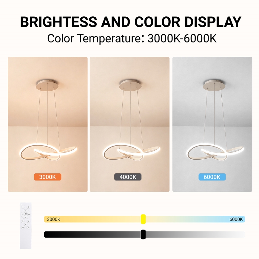 Brilagi - LED luster na sajli INFINITY, s mogućnošću prigušivanja, LED/55W/230V 3000-6000K 50x50 cm, bež + s daljinskim upravljačem
