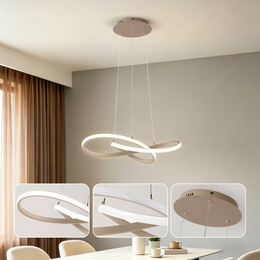 Brilagi - LED luster na sajli INFINITY, s mogućnošću prigušivanja, LED/55W/230V 3000-6000K 50x50 cm, bež + s daljinskim upravljačem