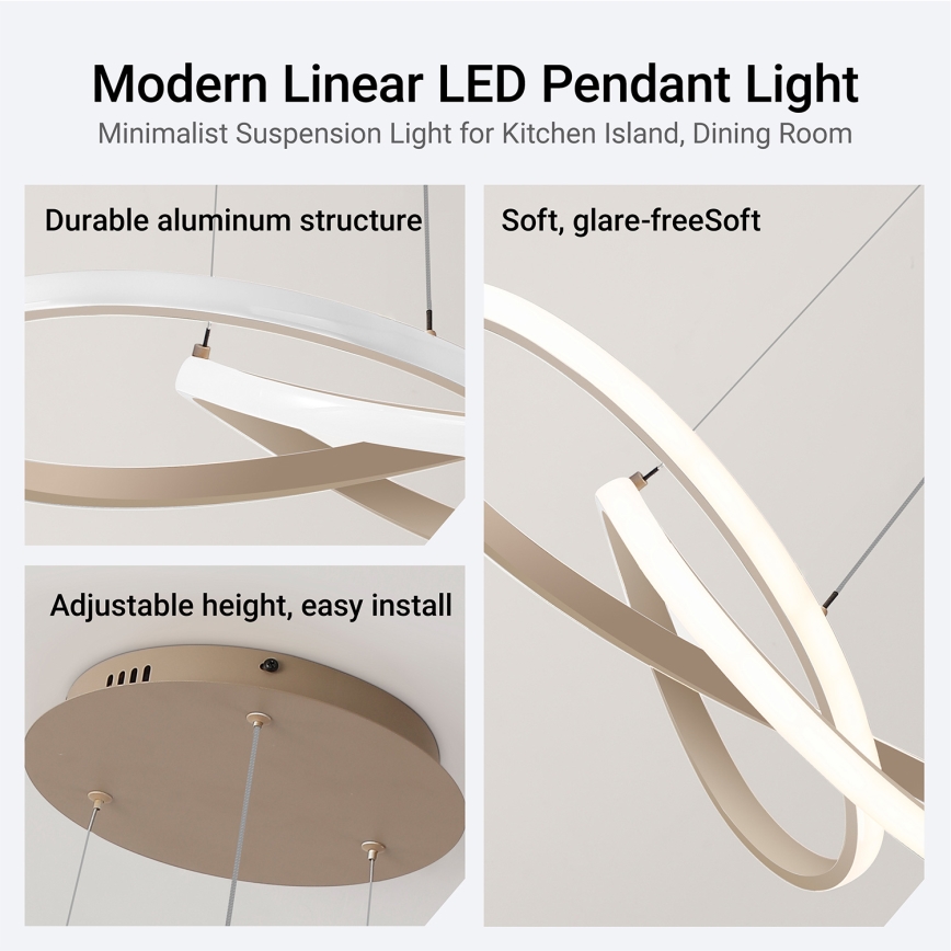 Brilagi - LED luster na sajli INFINITY, s mogućnošću prigušivanja, LED/55W/230V 3000-6000K 50x50 cm, bež + s daljinskim upravljačem