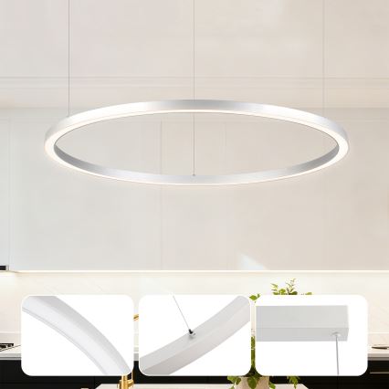 Brilagi - PORTOFINO LED luster na sajli s mogućnošću prigušivanja LED/60W/230V 3000-6000K Ø 80 cm srebrni + daljinski upravljač