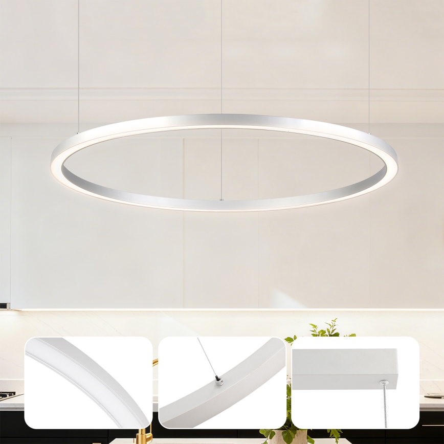 Brilagi - PORTOFINO LED luster na sajli s mogućnošću prigušivanja LED/60W/230V 3000-6000K Ø 80 cm srebrni + daljinski upravljač