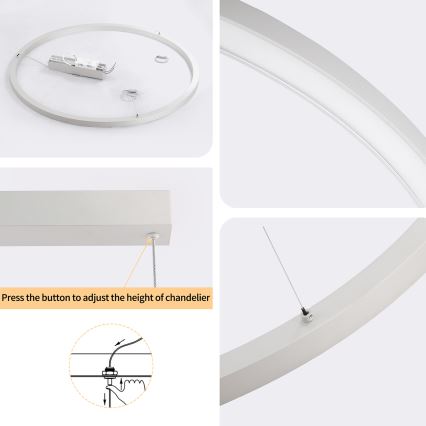 Brilagi - PORTOFINO LED luster na sajli s mogućnošću prigušivanja LED/60W/230V 3000-6000K Ø 80 cm srebrni + daljinski upravljač
