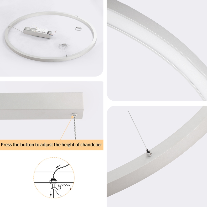 Brilagi - PORTOFINO LED luster na sajli s mogućnošću prigušivanja LED/60W/230V 3000-6000K Ø 80 cm srebrni + daljinski upravljač