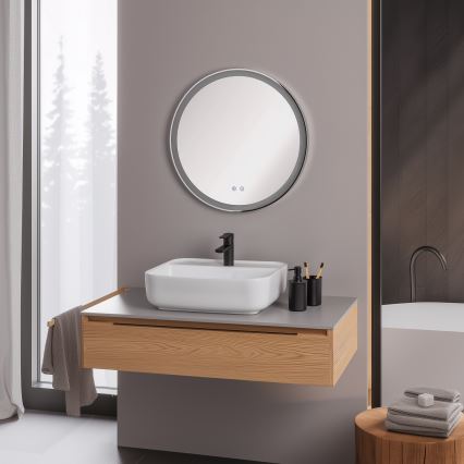 Brilagi - LED prigušivo grijano kupaonsko ogledalo s pozadinskim osvjetljenjem ALU PRO LED/18W/230V Ø 60 cm 3000/4000/6500K IP44 sjajni krom CRI 90