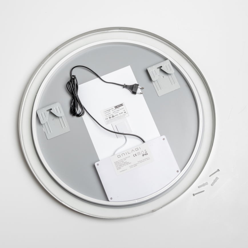 Brilagi - LED prigušivo grijano kupaonsko ogledalo s pozadinskim osvjetljenjem ALU PRO LED/18W/230V Ø 60 cm 3000/4000/6500K IP44 sjajni krom CRI 90