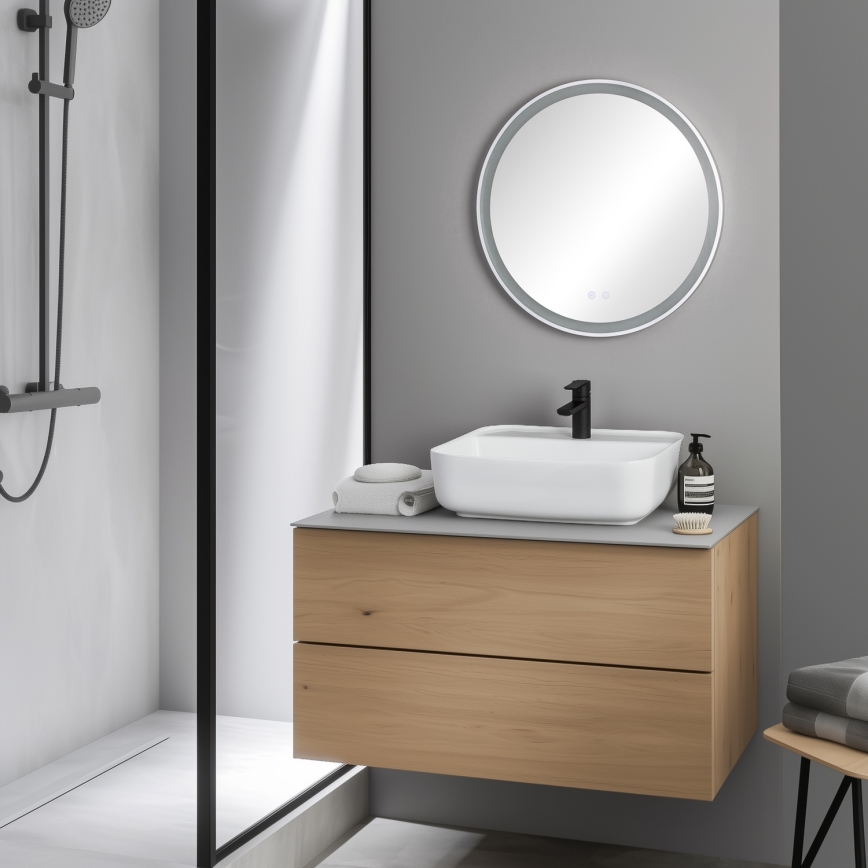 Brilagi - LED kupaonsko ogledalo s mogućnošću prigušivanja, grijačem i LED pozadinskim osvjetljenjem ALU PRO LED/18W/230V Ø 60 cm 3000/4000/6500K IP44 matni krom CRI 90