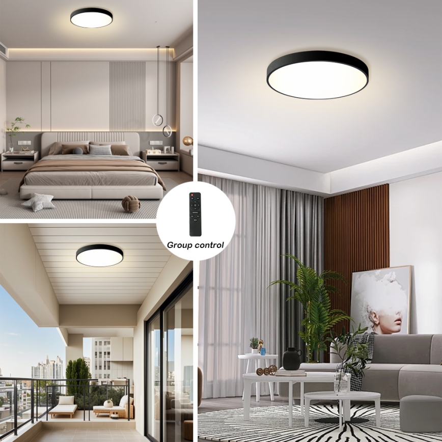 Brilagi - LED Smanjivač stropno svjetlo POOL LED/60W/230V 3000-6000K ø 60 cm crno + daljinsko upravljanje
