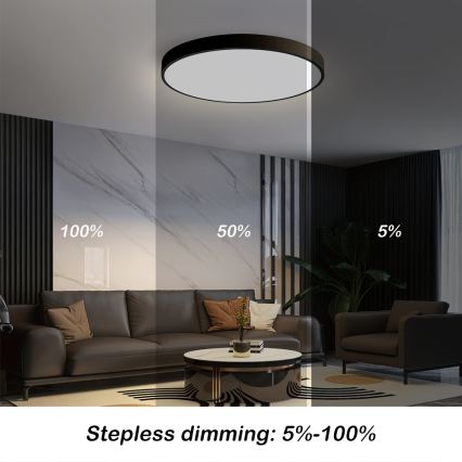 Brilagi - LED stropna svjetiljka s prigušivanjem POOL SMART LED/60W/230V 50 cm 3000-6000K Wi-Fi Tuya + daljinski upravljač crna