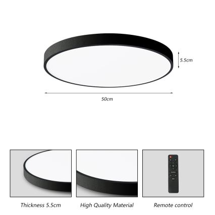 Brilagi - LED stropna svjetiljka s prigušivanjem POOL SMART LED/60W/230V 50 cm 3000-6000K Wi-Fi Tuya + daljinski upravljač crna