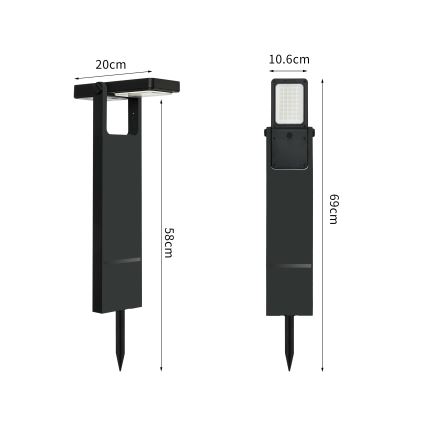 Brilagi - LED Solarna lampa SUNCE SPIKE LED/4W/3,7V 2200 mAh IP44