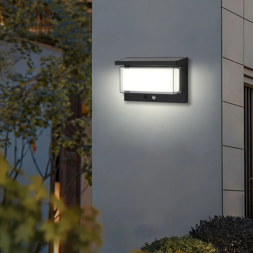 Brilagi - LED Solarna zidna svjetiljka sa senzorom SUNCE LUME LED/10W/3,7V 4000 mAh IP44
