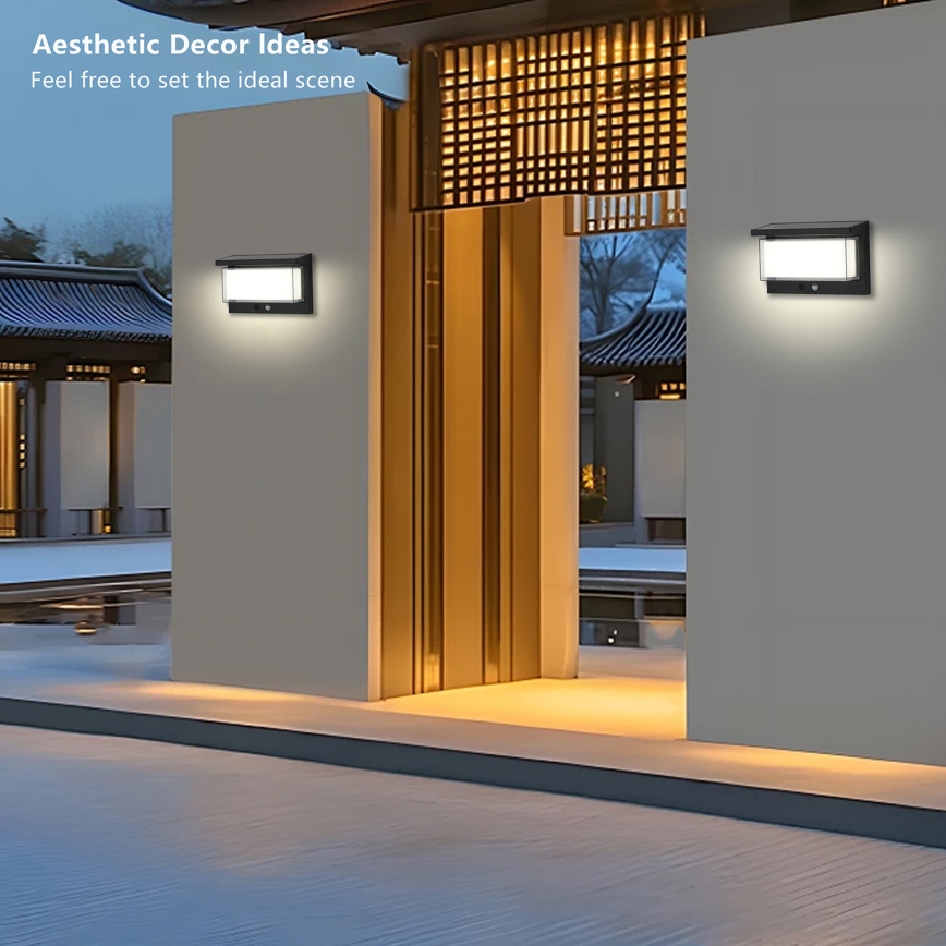 Brilagi - LED Solarna zidna svjetiljka sa senzorom SUNCE LUME LED/10W/3,7V 4000 mAh IP44