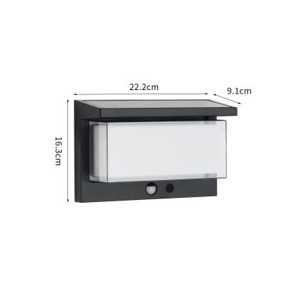 Brilagi - LED Solarna zidna svjetiljka sa senzorom SUNCE LUME LED/10W/3,7V 4000 mAh IP44