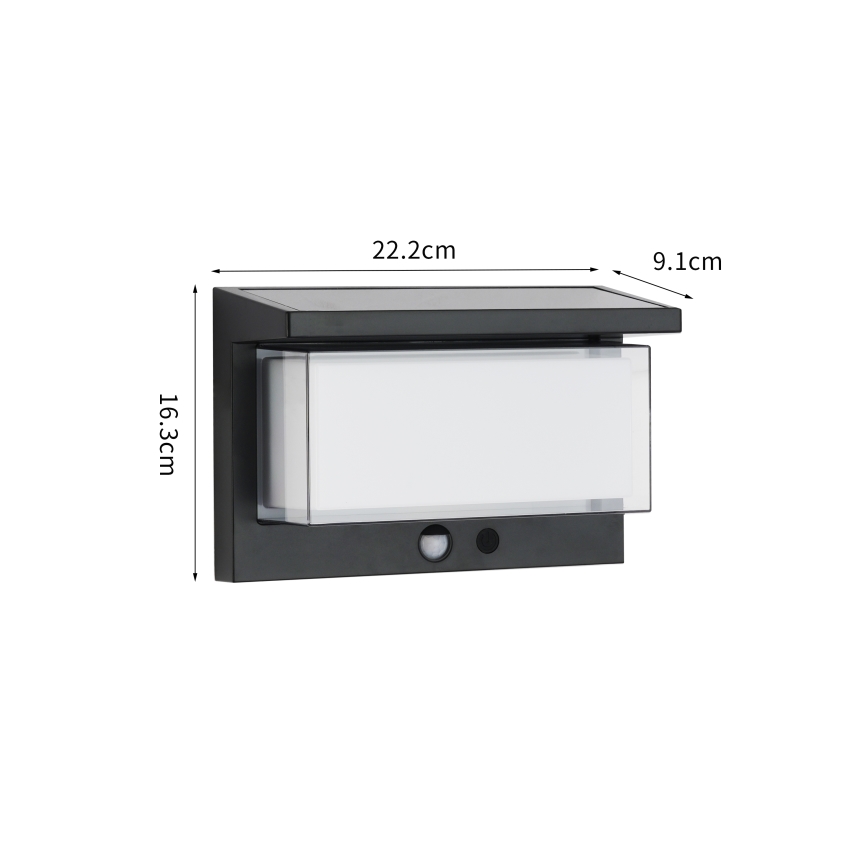 Brilagi - LED Solarna zidna svjetiljka sa senzorom SUNCE LUME LED/10W/3,7V 4000 mAh IP44