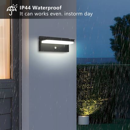 Brilagi - LED Solarna zidna svjetiljka sa senzorom SUNCE SENSE LED/10W/3,7V 4000 mAh IP44