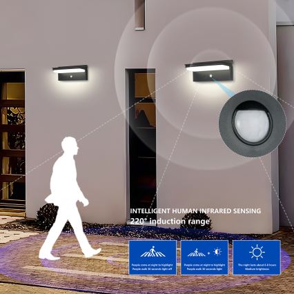 Brilagi - LED Solarna zidna svjetiljka sa senzorom SUNCE SENSE LED/10W/3,7V 4000 mAh IP44