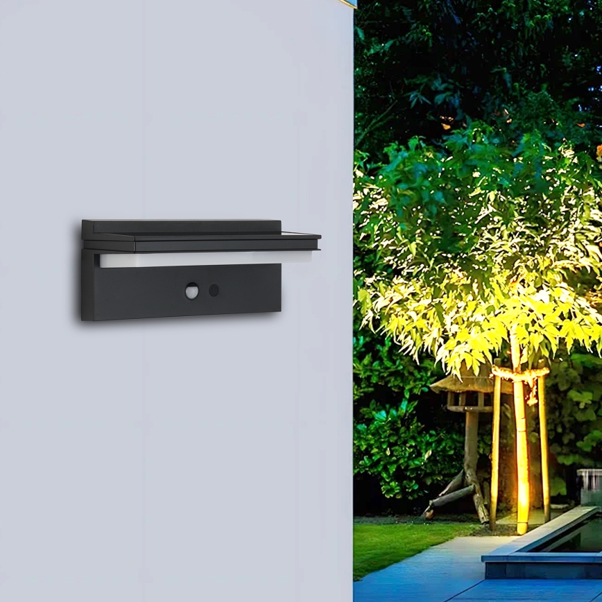 Brilagi - LED Solarna zidna svjetiljka sa senzorom SUNCE SENSE LED/10W/3,7V 4000 mAh IP44