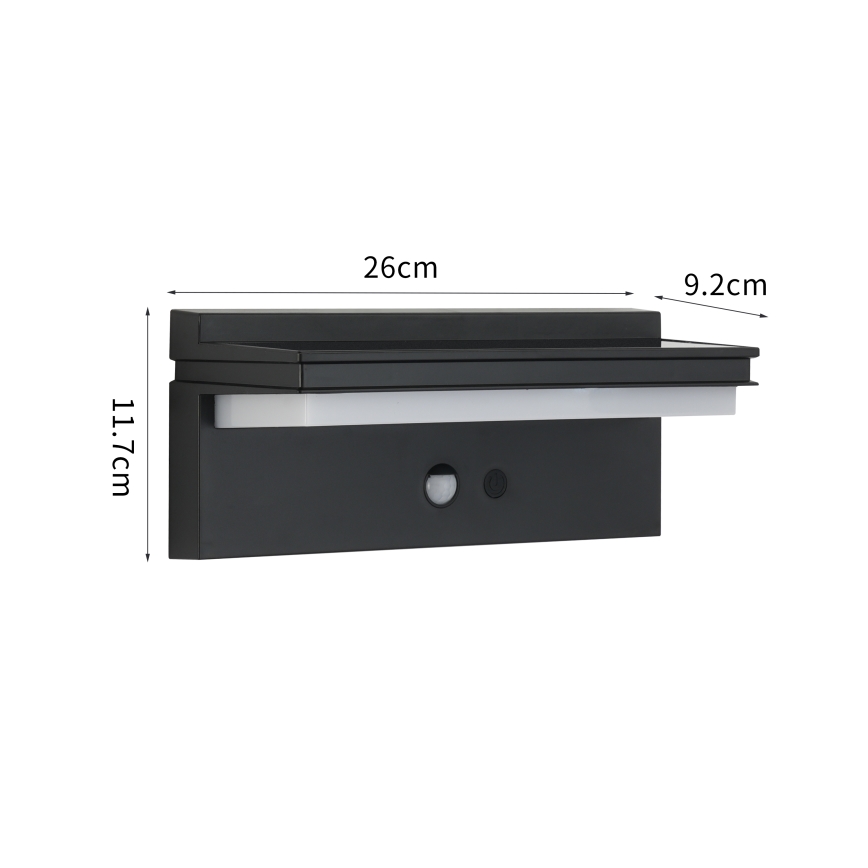 Brilagi - LED Solarna zidna svjetiljka sa senzorom SUNCE SENSE LED/10W/3,7V 4000 mAh IP44
