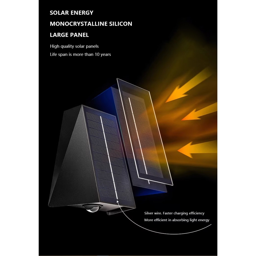 Brilagi - LED Solarna zidna svjetiljka PYRAMID LED/2W/3,2V 1300 mAh IP54