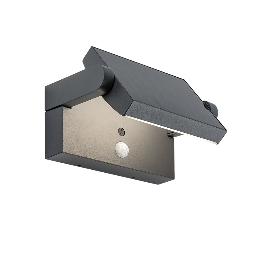 Brilagi - LED Solarna zidna svjetiljka sa senzorom za pokret i dan/noć ANKLE LED/10W/3,7V 3000 mAh 3000K IP65 antracit