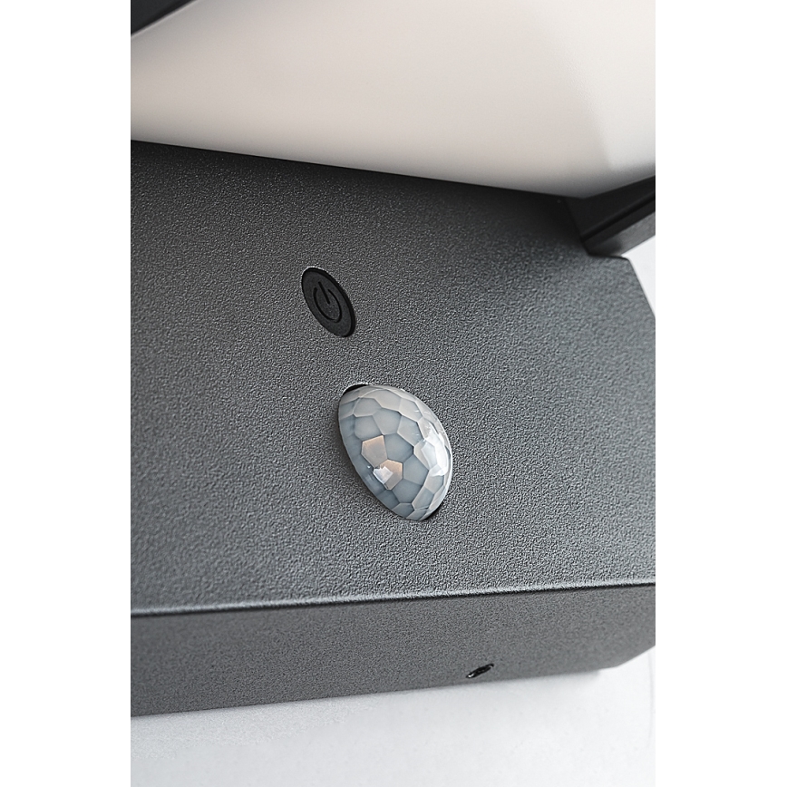 Brilagi - LED Solarna zidna svjetiljka sa senzorom za pokret i dan/noć ANKLE LED/10W/3,7V 3000 mAh 3000K IP65 antracit