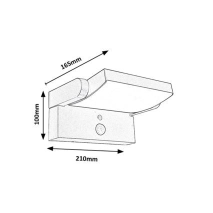 Brilagi - LED Solarna zidna svjetiljka sa senzorom za pokret i dan/noć ANKLE LED/10W/3,7V 3000 mAh 3000K IP65 antracit