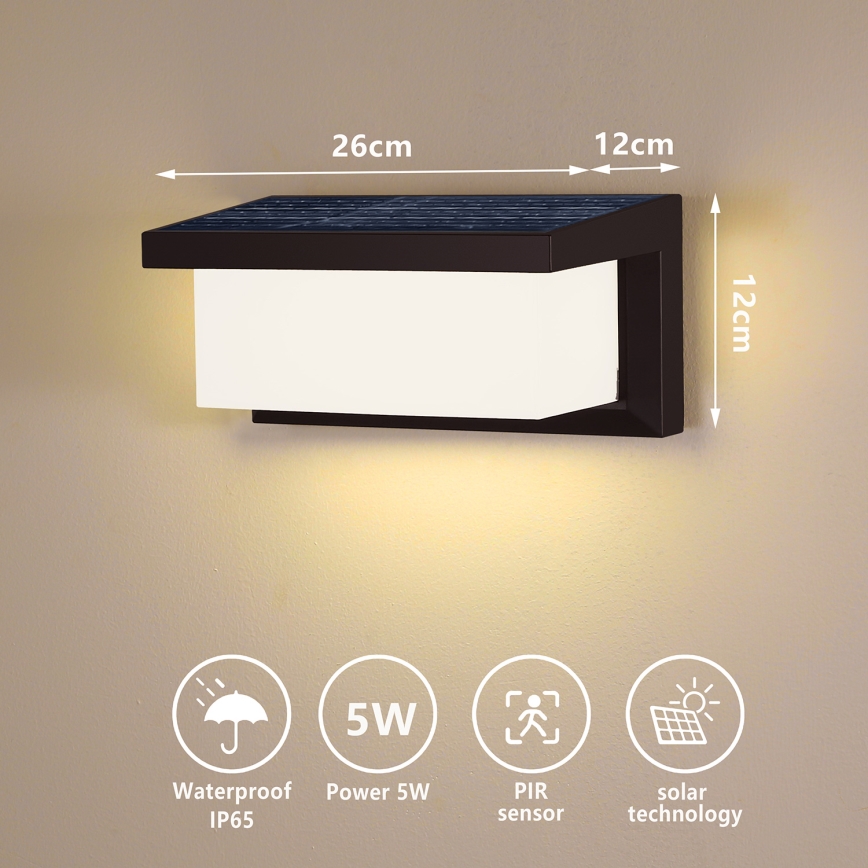 Brilagi - LED Solarna zidna svjetiljka sa senzorom BRICKY LED/5W/6V 4000 mAh IP65