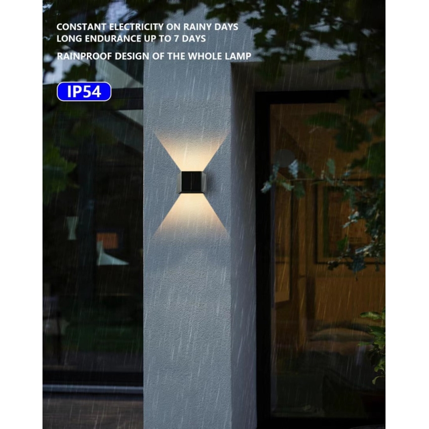 Brilagi - LED Solarna zidna svjetiljka sa senzorom SOLAR CUBE LED/2W/3,2V 1300 mAh IP54