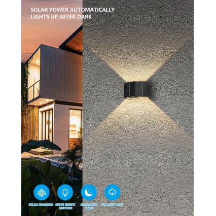 Brilagi - LED Solarna zidna svjetiljka sa senzorom SOLAR CUBE LED/2W/3,2V 1300 mAh IP54