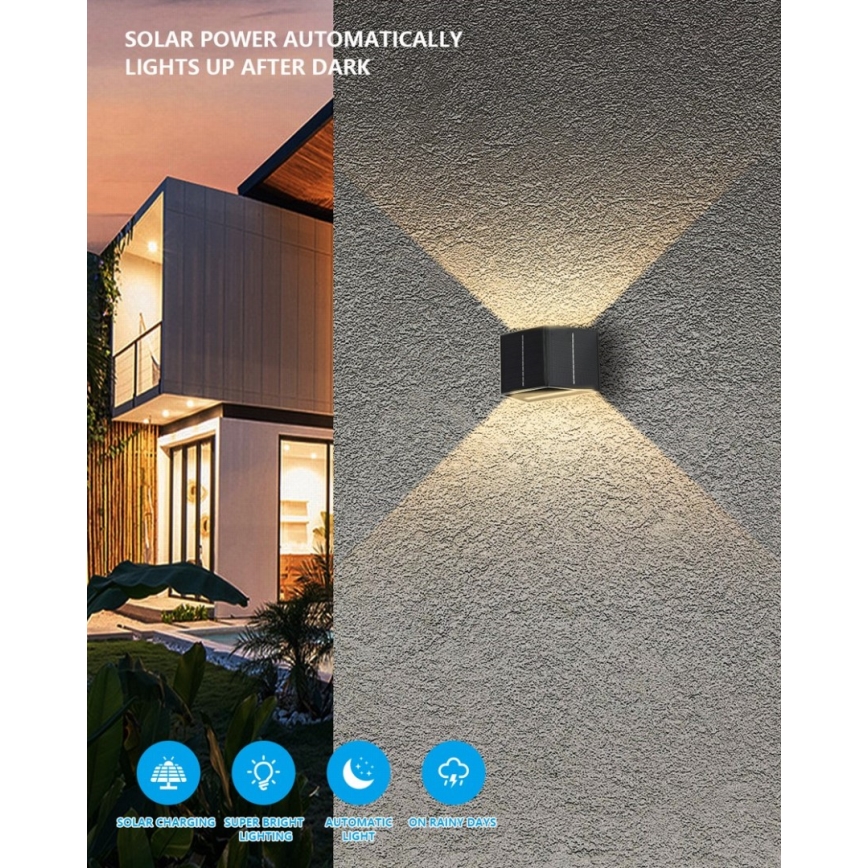 Brilagi - LED Solarna zidna svjetiljka sa senzorom SOLAR CUBE LED/2W/3,2V 1300 mAh IP54