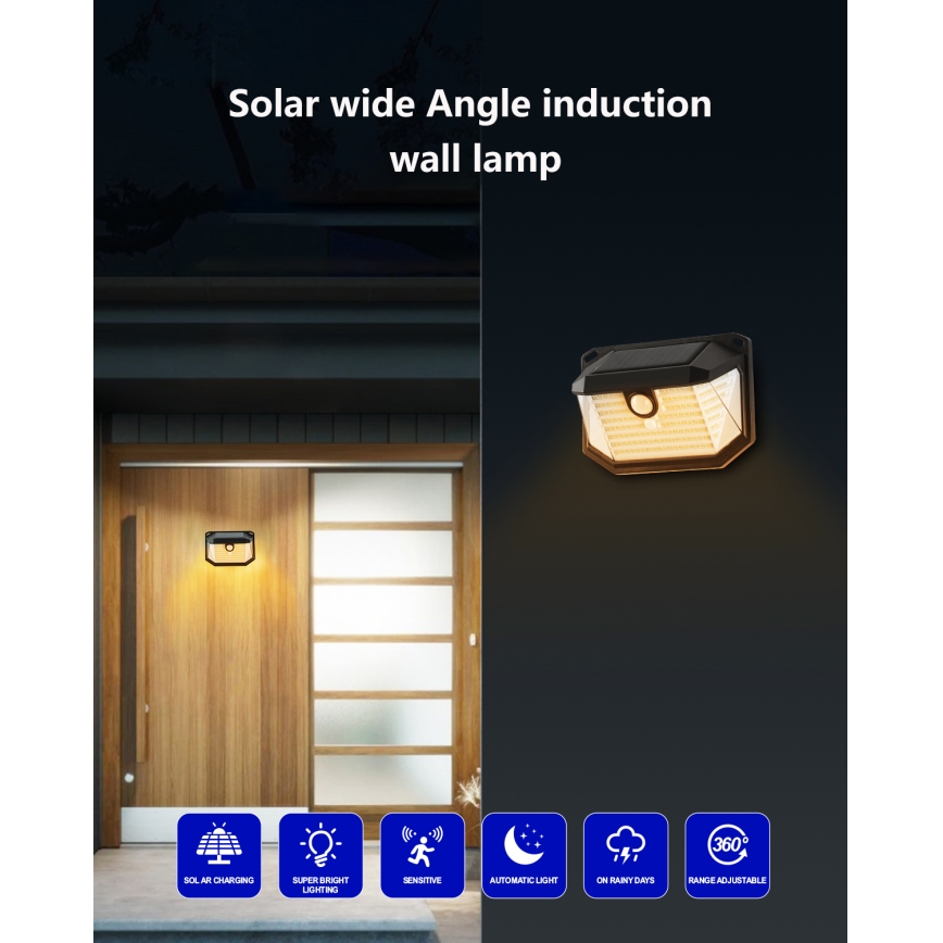 Brilagi - LED Solarna zidna svjetiljka sa senzorom WALLIE LED/4W/5,5V 1200 mAh 3000K IP65
