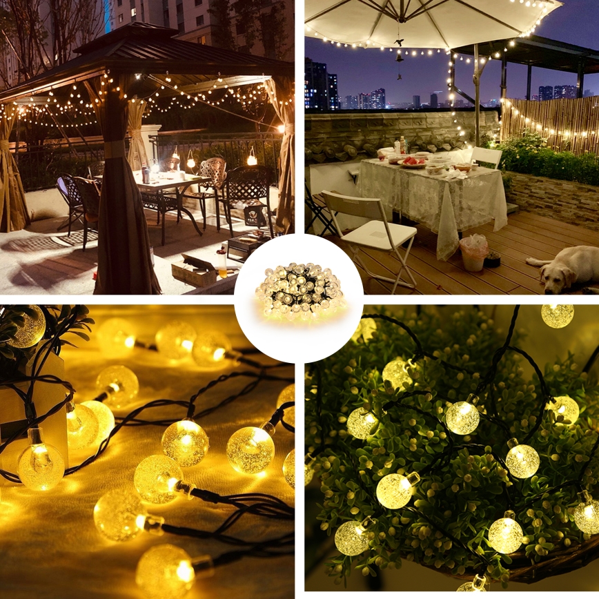 Brilagi - LED Solarni dekorativni lanac BUBBLE 200xLED/8 funkcija 20m IP65 topla bijela