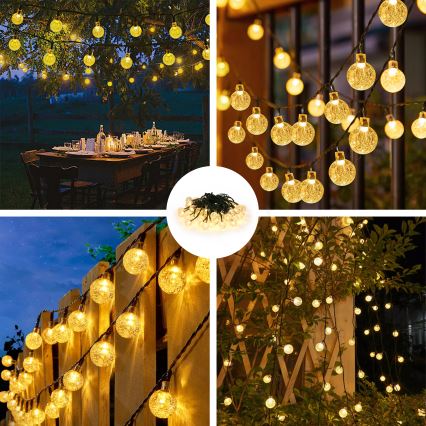 Brilagi - LED Solarni dekorativni lanac BUBBLE 50xLED/8 funkcija 7m IP65 topla bijela 600 mAh