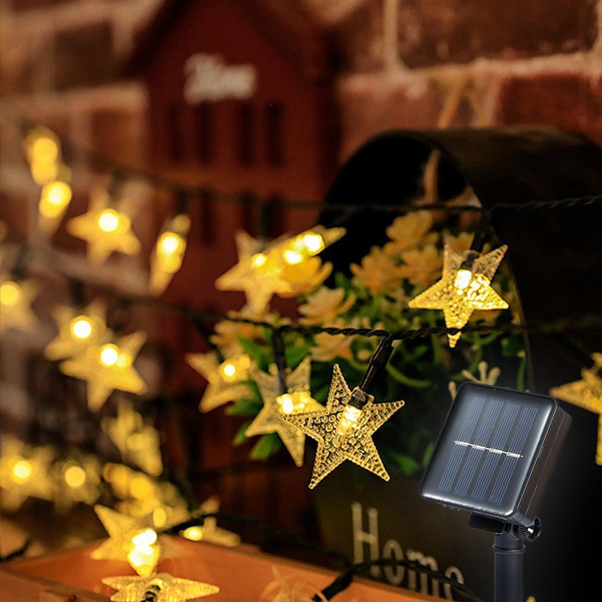 Brilagi - LED Solarni dekorativni lanac STARS 50xLED/8 funkcija 7m IP65 topla bijela 600 mAh