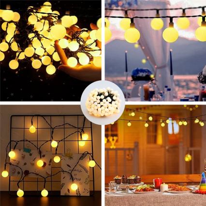Brilagi - LED solarni dekorativni niz BUBBLE 200 LED/8 funkcija 20 m IP65 topla bijela 800 mAh