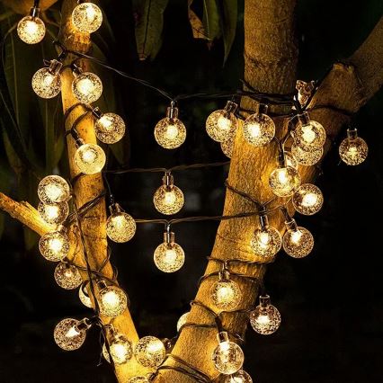 Brilagi - LED solarni dekorativni lanac BUBBLE, 300 LED / 8 funkcija, 30 m, IP65, topla bijela, 500 mAh